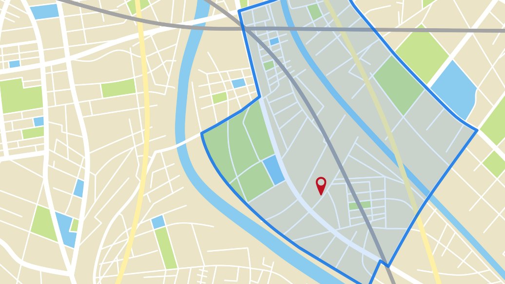 車による到着時間の範囲（イメージ）