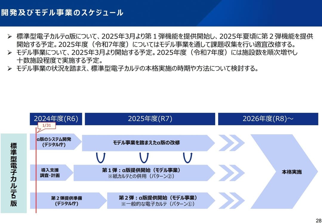 開発及びモデル事業のスケジュール
