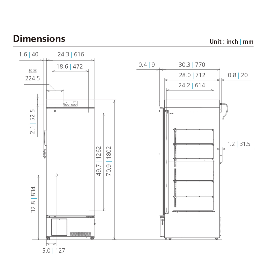 MDF-MU339HL-PA Dimensional Drawing