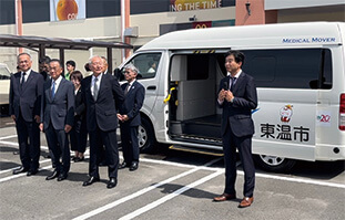 Media event on September 21, 2024, to celebrate the launch of the MaaS vehicle (Photo: Hideaki Takahashi, President of Wemex Corporation, on the far right)